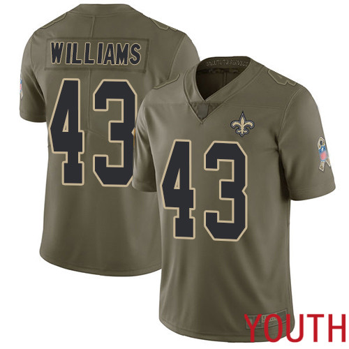 New Orleans Saints Limited Olive Youth Marcus Williams Jersey NFL Football #43 2017 Salute to Service Jersey